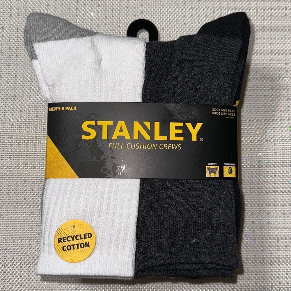 STANLEY Black White Gray Cushioned Soft Cotton Blend Work Socks